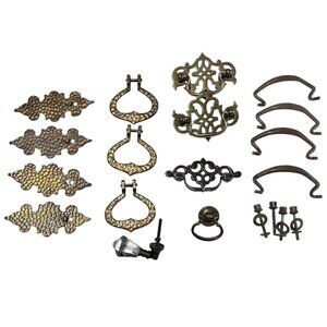 Lot of 16 Drawer Pulls Hardware Most Vintage Brass *READ*
